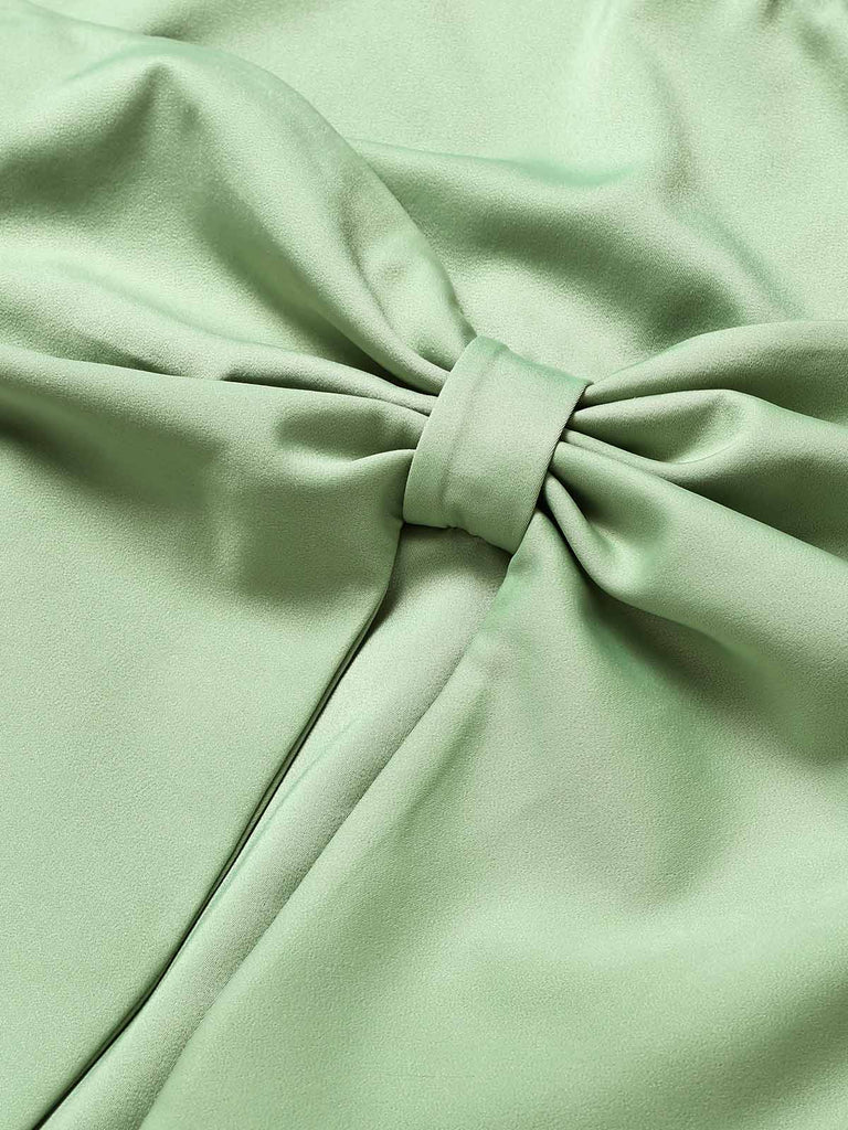 [Prévente] Robe Crayon Nœud Col Ras-du-Cou Uni Vert Années 1960 7