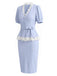 [Prévente] Ensemble Bleu Clair Dentelle Col V & Moulant Années 1940 3
