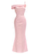[Prévente] Robe Rose à Pois 3D Rose Satin Sirène Années 1930 3