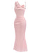 [Prévente] Robe Rose à Pois 3D Rose Satin Sirène Années 1930 4