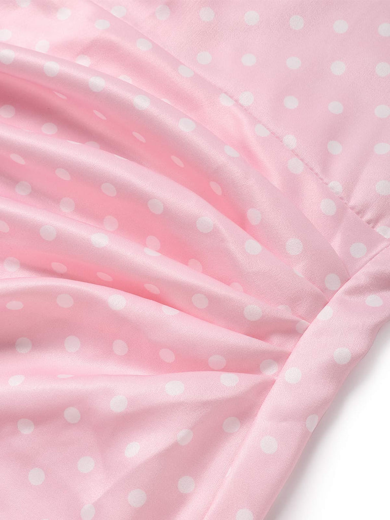 [Prévente] Robe Rose à Pois 3D Rose Satin Sirène Années 1930 7