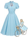 [Prévente] Robe Bleu à Pois Trou de Serrure Manches Tulipe Ceinturé Années 1950