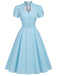 [Prévente] Robe Bleu à Pois Trou de Serrure Manches Tulipe Ceinturé Années 1950 2