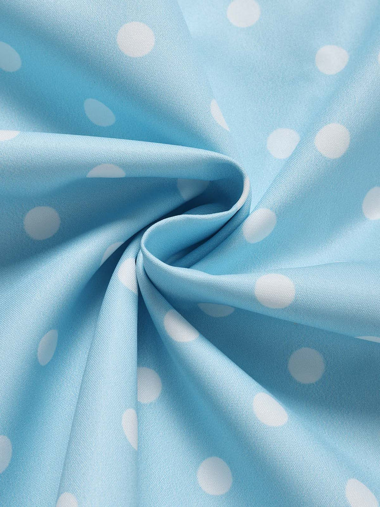 [Prévente] Robe Bleu à Pois Trou de Serrure Manches Tulipe Ceinturé Années 1950 7