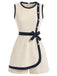 [Prévente] Combishort Beige Contrasté Trim Nœud Belt Années 1970 3