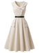 [Prévente] Robe Beige Revers Ceinturé Évasé Années 1950 2