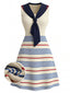 [Prévente] Robe en maille rayée crème col marin années 70