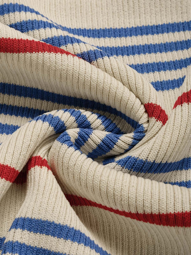 [Prévente] Robe Crème Col Marin Rayé Tricot Années 1970 7