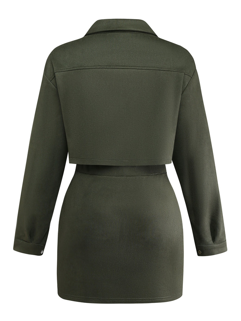 Ensemble Revers Frange Suedette & Moulant Mini Années 1960 3