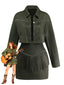 2PCS Ensemble veste suédine revers frangés et mini-jupe moulante années 1960