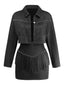 2PCS Ensemble veste suédine revers frangés et mini-jupe moulante années 1960
