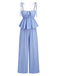 2PCS 2PCS Jambes Larges Rayé Nœud Nœud Péplum Bleu Clair Années 1950 2