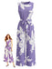 Combinaison sans Manches Imprimé Floral Violette Années 30