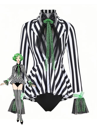 Costume body rayé inspiré de Beetlejuice années 1950