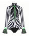 Costume body rayé inspiré de Beetlejuice années 1950