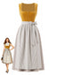 Robe Jaune Col Carré & Rayé Tablier Années 1950