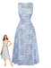 Robe Col Carré Sans Manches Floral Mi-Longue Petites Fleurs Années 1940