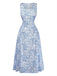 Robe Col Carré Sans Manches Floral Mi-Longue Petites Fleurs Années 1940 2
