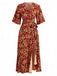 Robe Bohème Floral Imprimé Col V Portefeuille Midi Années 1970 5