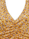 Robe Floral Halter Petites Fleurs Froncé Taille Jaune Années 1950 4