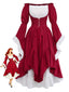 Robe Rouge Épaules Dénudées Manches Cloche Renaissance Années 1930