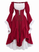 Robe Rouge Épaules Dénudées Manches Cloche Renaissance Années 1930
