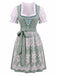 3PCS robe fleurs et encolure carrée haut blanc manches bouffantes et tablier années 1950
