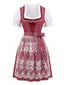 3PCS robe fleurs et encolure carrée haut blanc manches bouffantes et tablier années 1950