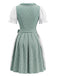 Ensemble 3PCS Col Carré Floral & Blanc Puff & Apron Années 1950 9