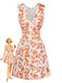 Robe Floral Col V Orange Années 1960