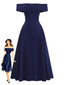 Robe Bardot Taille Cintrée Bleu Marine Années 1950