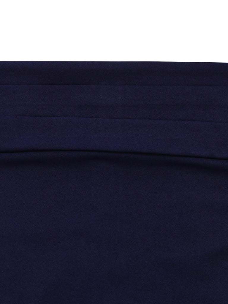 Robe Épaules Dénudées Évasé Encolure Repliée Bleu Profond Années 1950 5