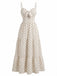 Robe Beige à Pois Hollow Nœud Slip Années 1940 3