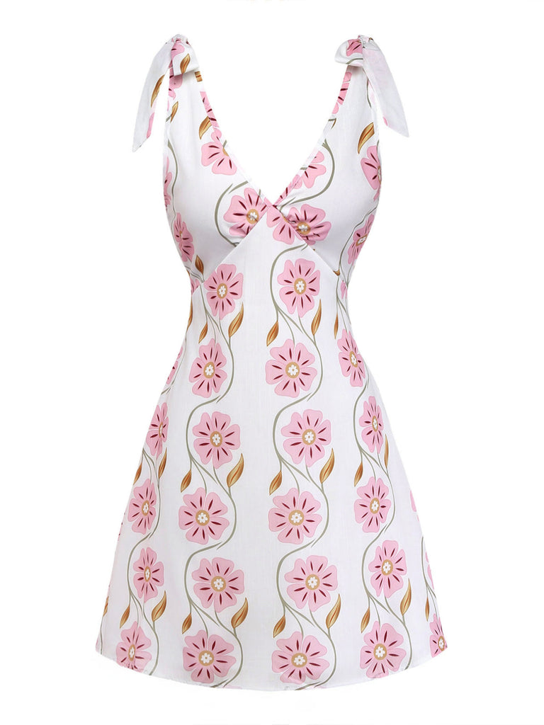 Robe Bretelles Spaghetti Floral en A Rose Années 1960 2
