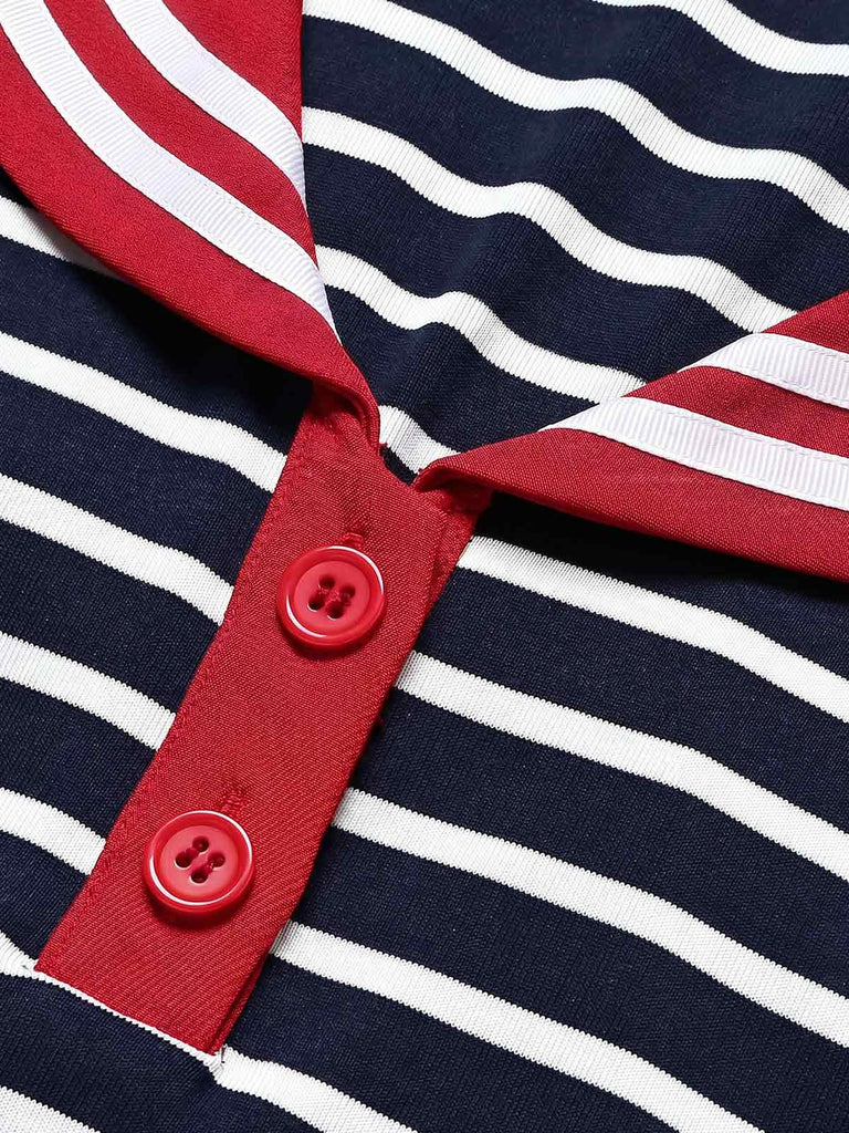 [Prévente] Tops Rouge & Bleu & Blanc Rayé Col Marin Sans Manches Années 1950 5