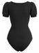 [Prévente] Tops Noir Col Carré Manches Bouffantes Ribbed Bodysuit Années 1950 4
