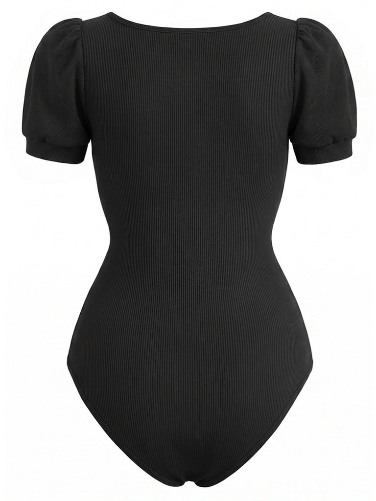 [Prévente] Ensemble Manches Bouffantes Ribbed Bodysuit & à Pois Tulle Années 1950 6