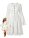 Robe Blanc Bohème Coton Dentelle Manches Cloche Années 1970