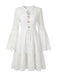 Robe Blanc Bohème Coton Dentelle Manches Cloche Années 1970 2