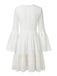 Robe Blanc Bohème Coton Dentelle Manches Cloche Années 1970 3