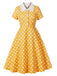 Robe à Pois Dentelle-Trimmed Col Évasé Années 1950 7