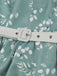 Robe Gris Vert Floral Col V Ceinturé Années 1950 5