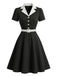 Robe Blanc Contrasté Revers Col Évasé Années 1950 4