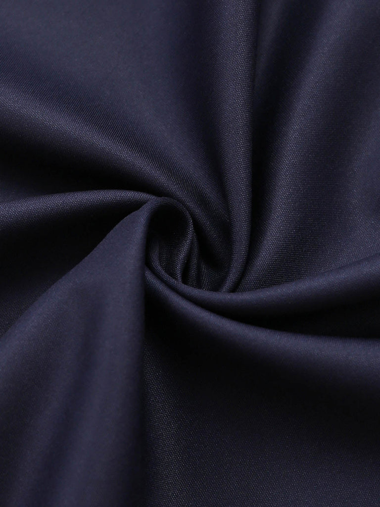 Robe Bleu Col Carré Velours & à Pois Apron Années 1950 7