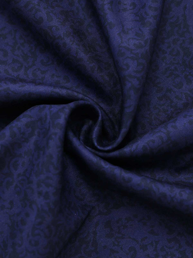 2PCS Robe Velours Jacquard Bleu Foncé Col Carré & Tablier Années 1950 5