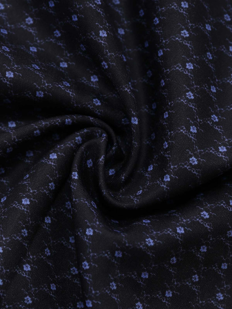 2PCS Robe à Col Montant et Tablier Floral Noir Années 1950