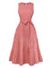 Robe Rouge Vichy Sans Manches Évasé Années 1950 2