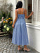Robe à Bretelles Spaghetti Carreaux Vichy Bleue Années 40