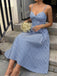 Robe à Bretelles Spaghetti Carreaux Vichy Bleue Années 40