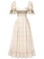 [Prévente] Robe Col Carré Nœud Fleur Crème Années 30
